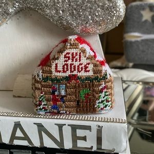 Hand stitched ski lodge/gingerbread house